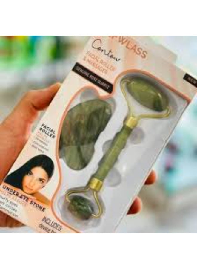 Jade Roller Guasha Skin Scraper Facial Massager Set Multicolour - Image 2